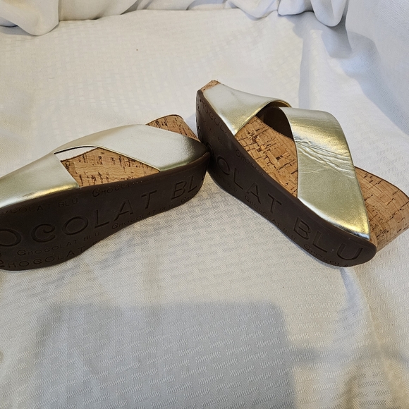 Chocolate Blu Gild Cork Wedges 6 - Picture 5 of 8